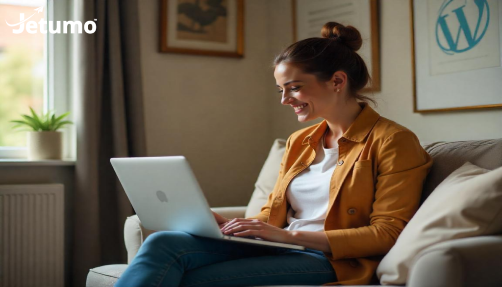 The Business Owner's Guide to WordPress: What You Actually Need to Know 3 Small business owner working on laptop with WordPress